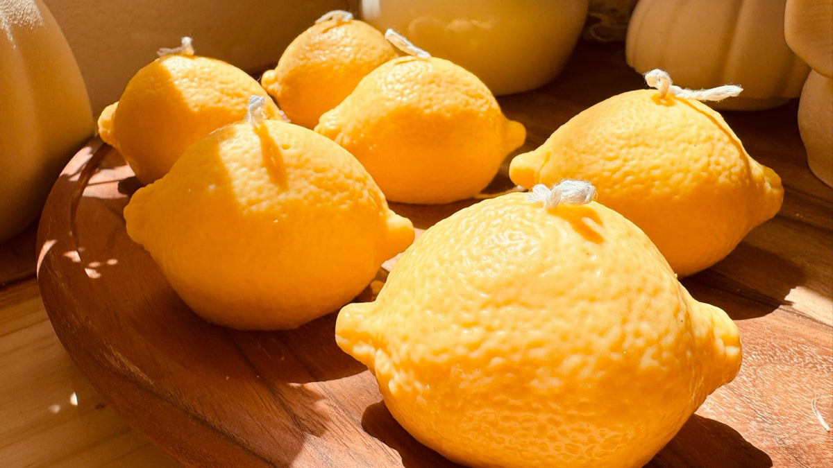 Velas de cera de soja con forma de limón, aroma lemon cream - VIGGÓ STUDIO