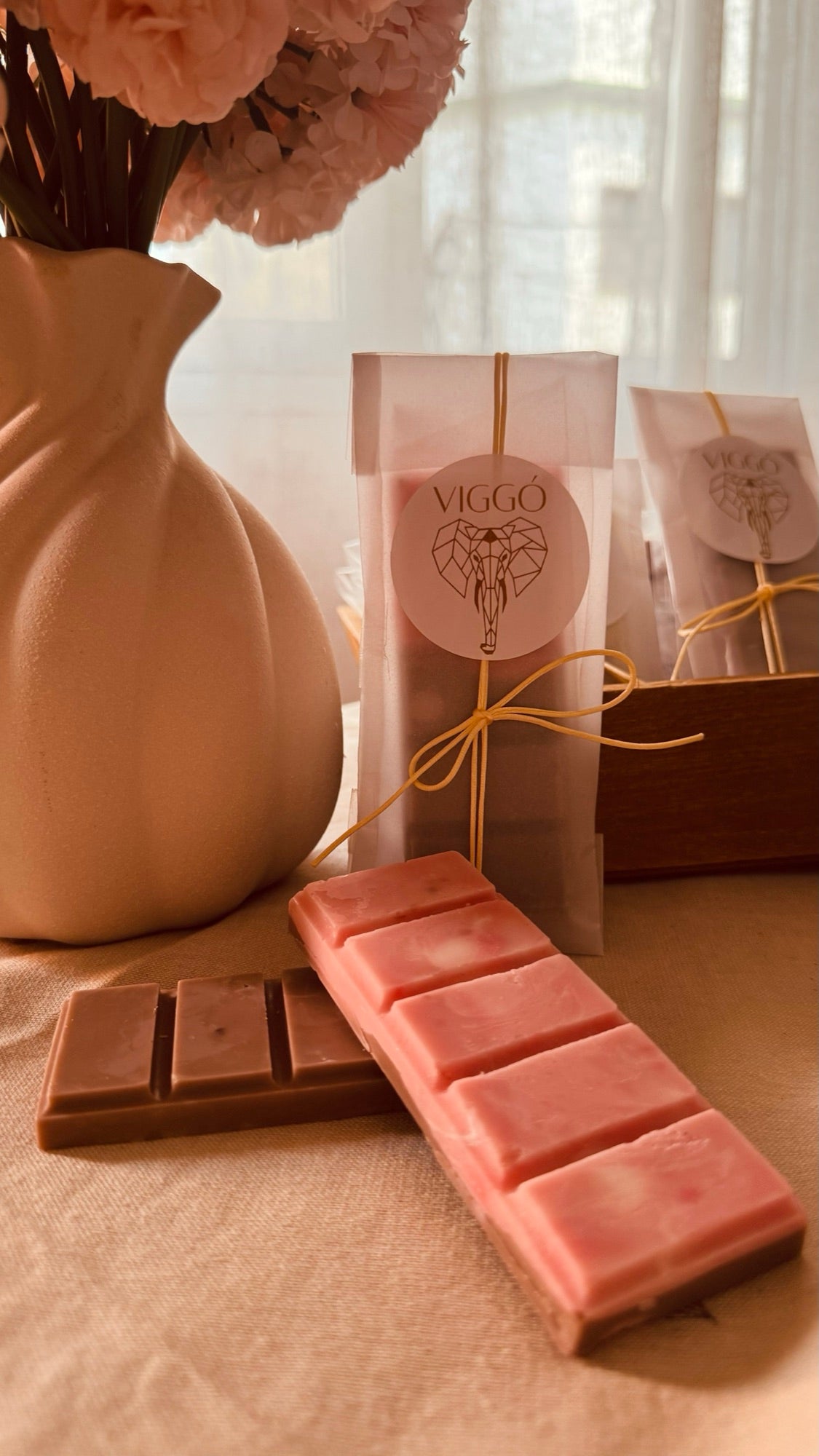 Wax melts en tableta de cera de soja, aromas chocolate, fresa, pistacho y mango - VIGGÓ STUDIO