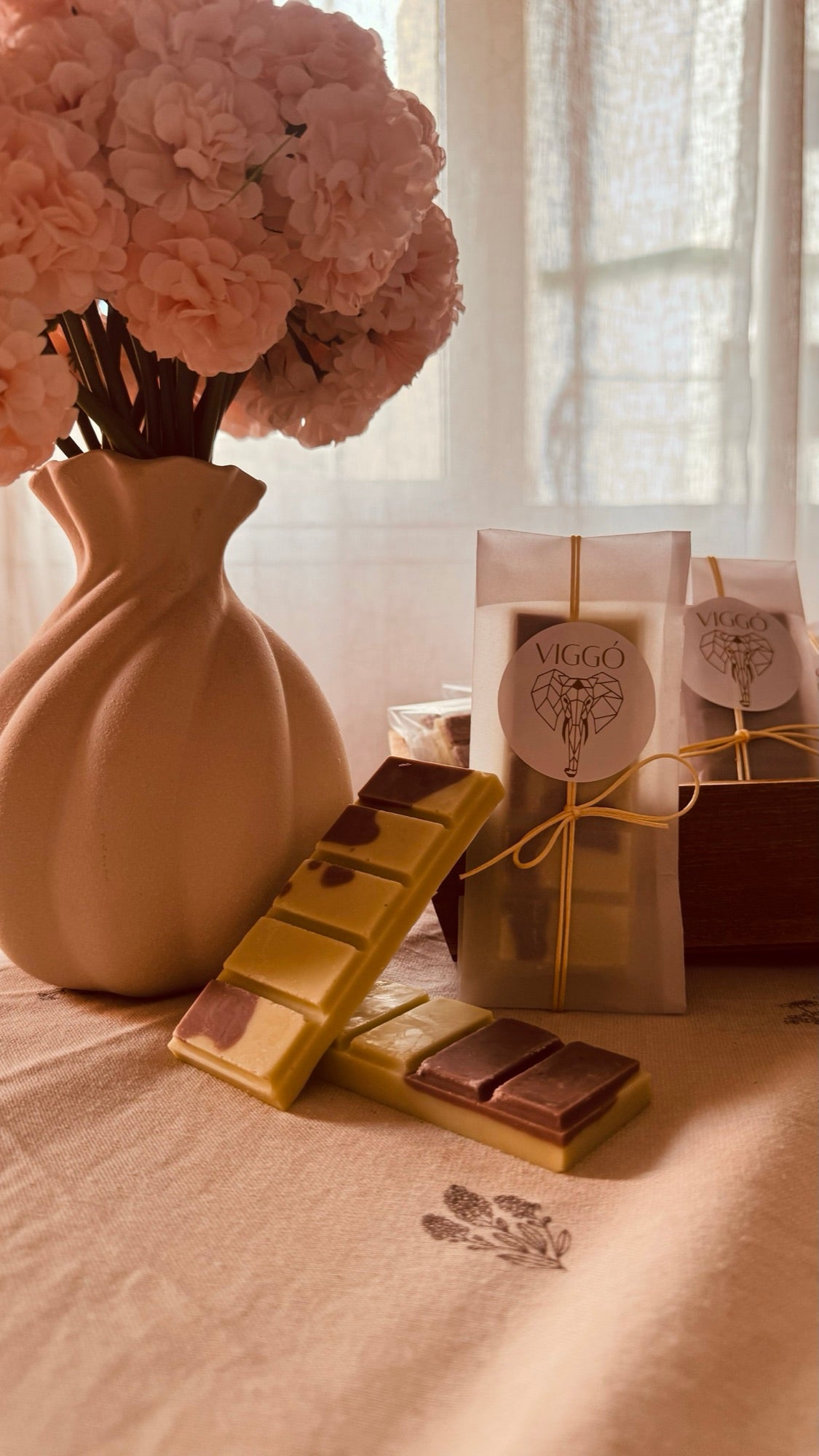 Wax melts en tableta de cera de soja, aromas chocolate, fresa, pistacho y mango - VIGGÓ STUDIO