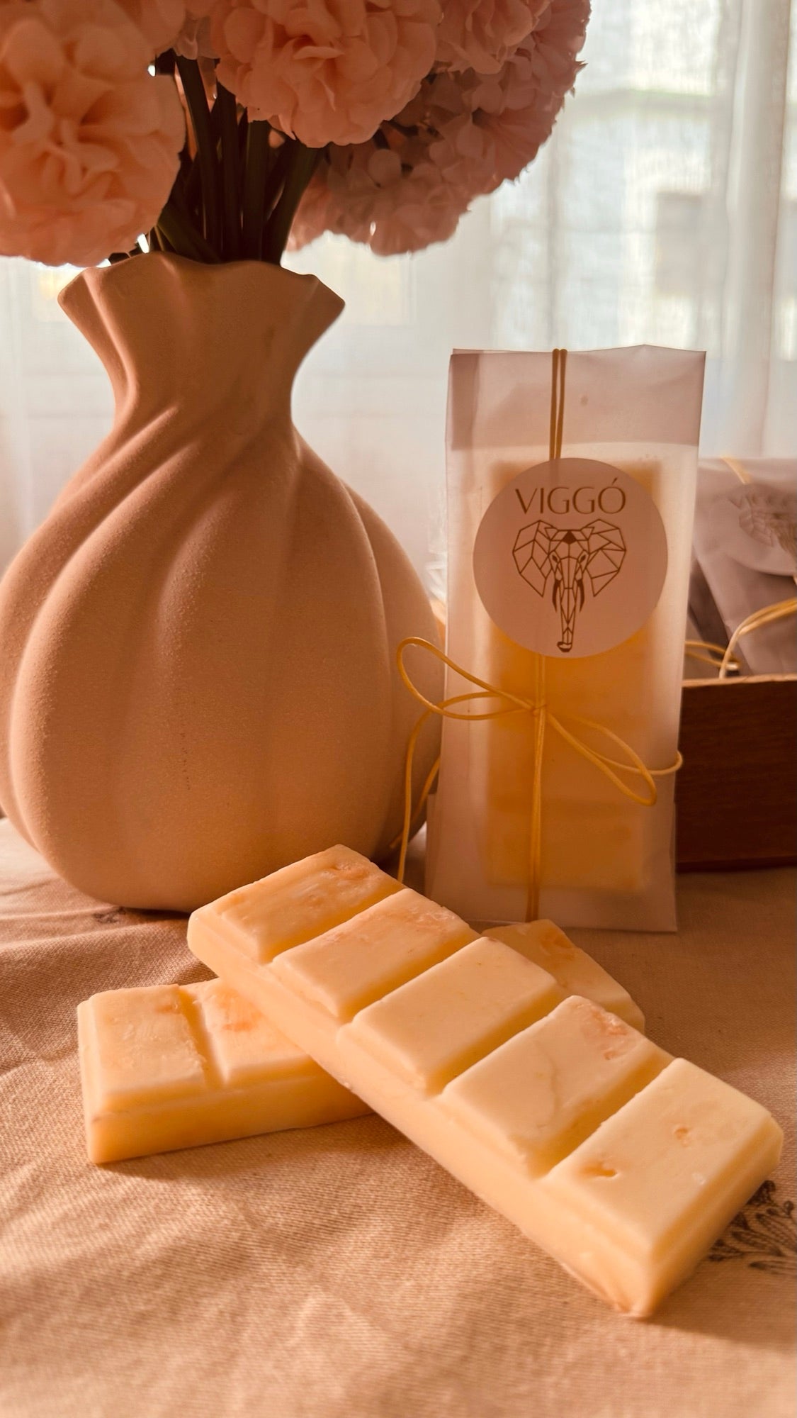 Wax melts en tableta de cera de soja, aromas chocolate, fresa, pistacho y mango - VIGGÓ STUDIO